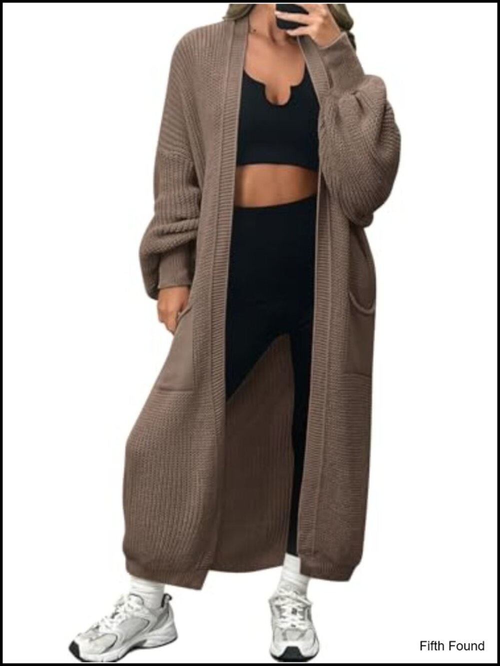 Oversized Open Front Cardigan Sweater with Pockets Long Knit